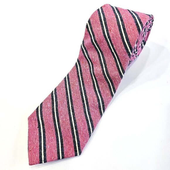 Club Monaco New York Pink Grey White Men's Neck Tie  L58 x W3.25 Made in Italy - Picture 1 of 16